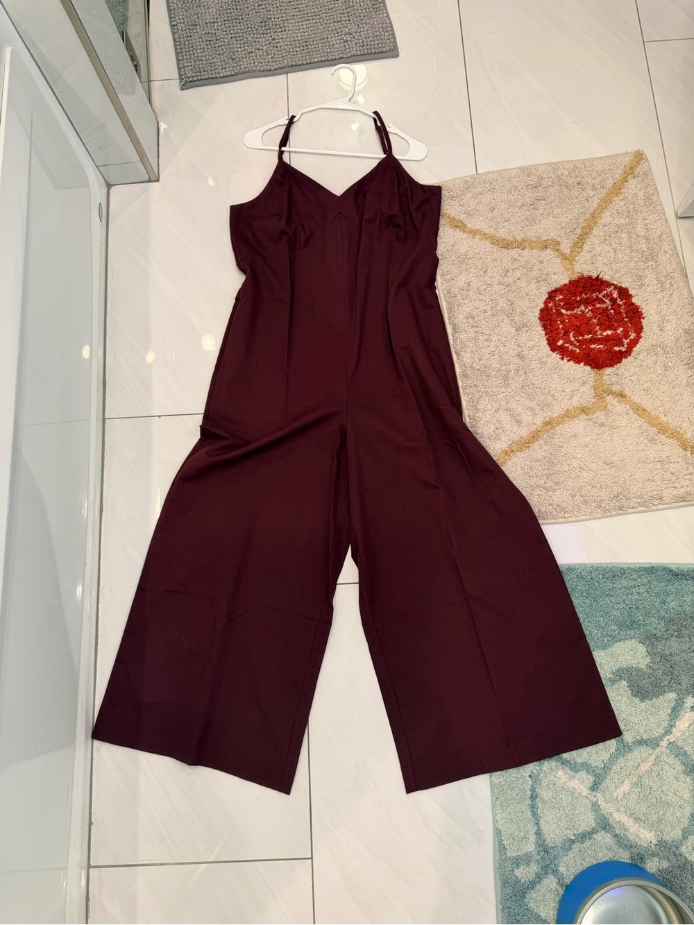 a new day Burgundy Wide-Leg Jumpsuit with Adjustable Straps